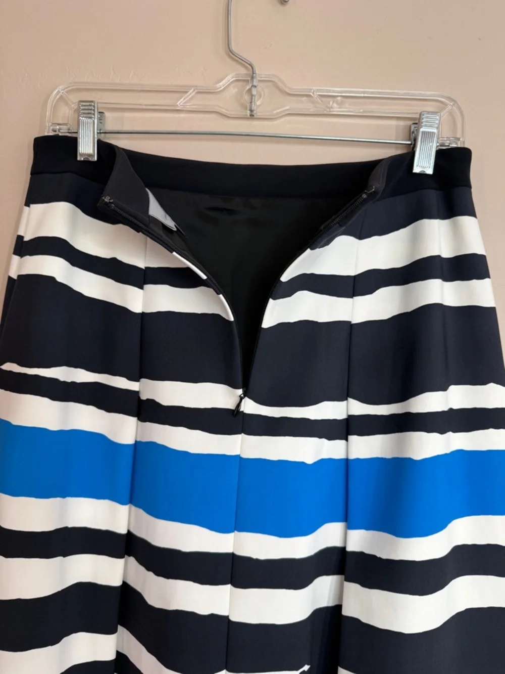 Classiques Entier Striped Pleated A-Line Swing Skirt Size 8